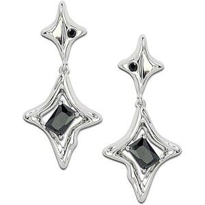 Silver black Star Drop Dangle Unique Sparkly Rhinestone Stud Earrings